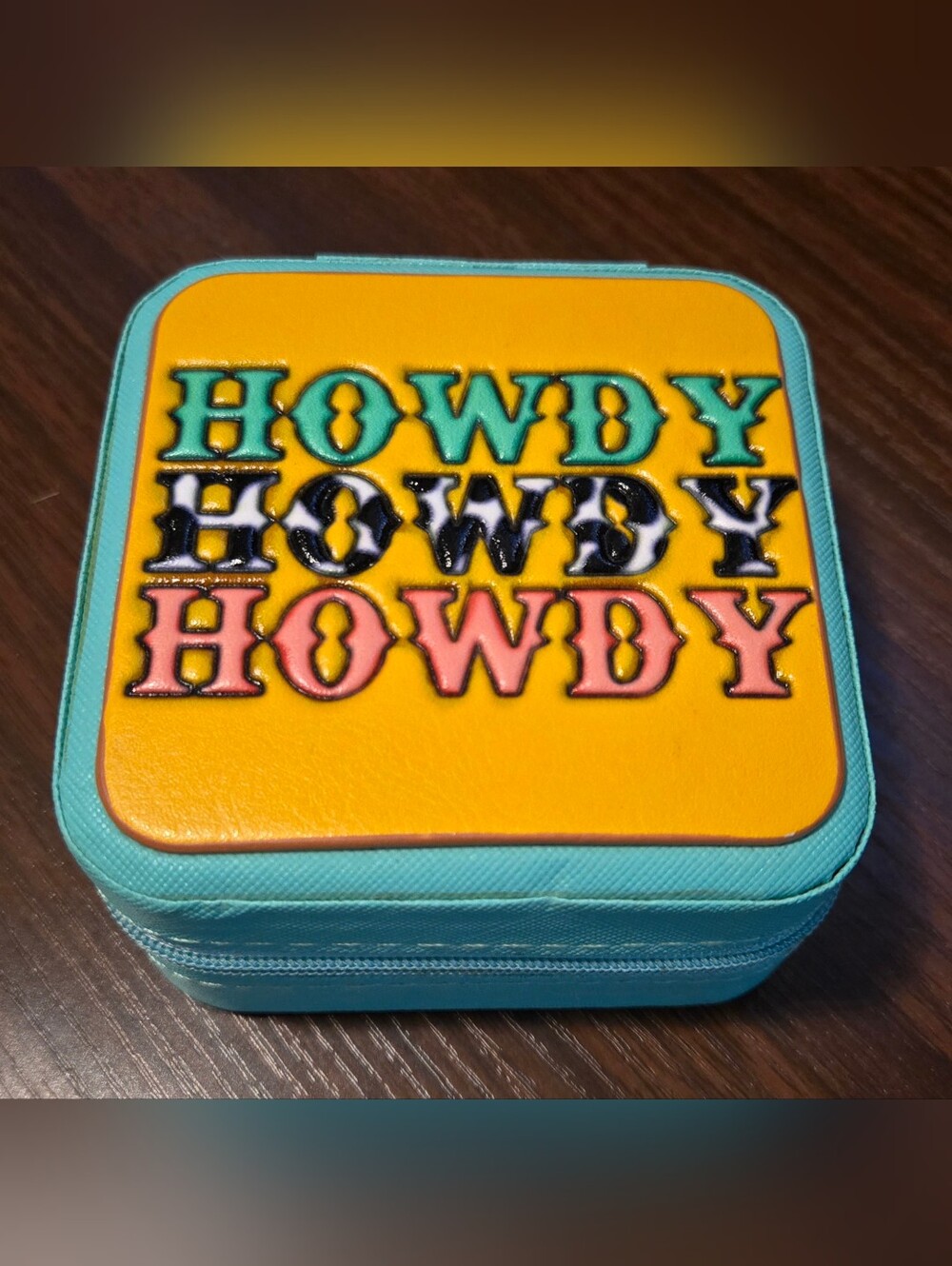 NWT Leather Tooled Travel Jewelry Box - Howdy